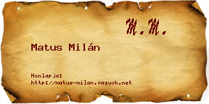 Matus Milán névjegykártya